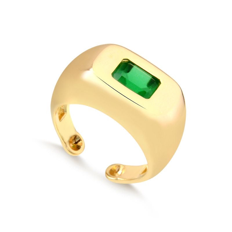 Anel esmeralda retangular