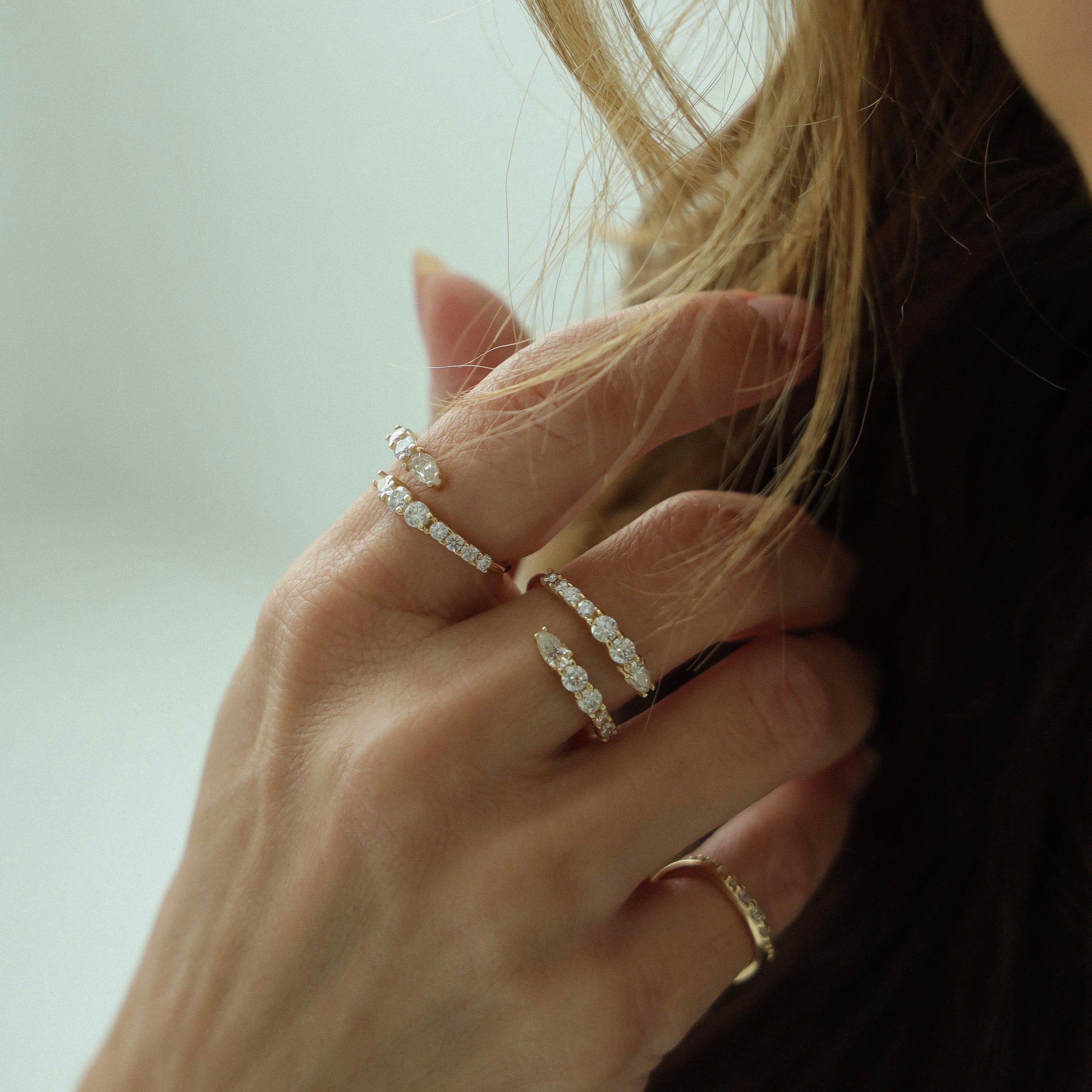 Anel degradê moissanite