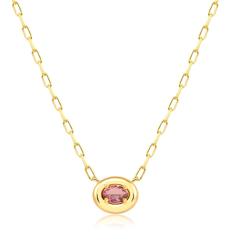 Colar Lumi oval rosa