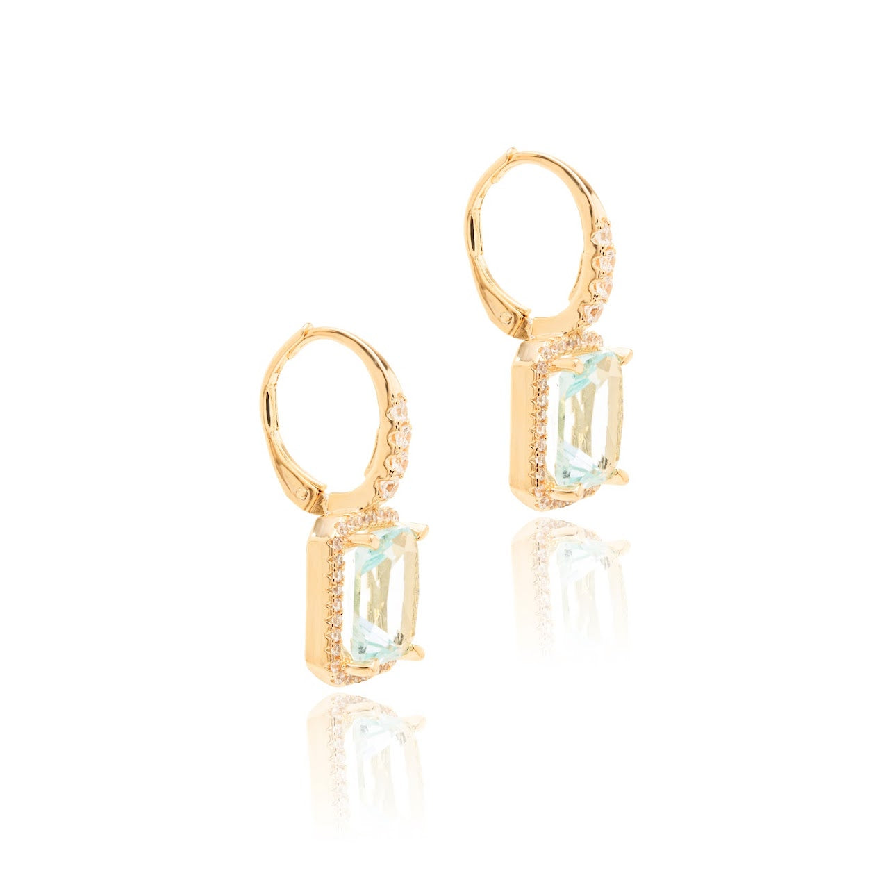 Brinco argola água marinha