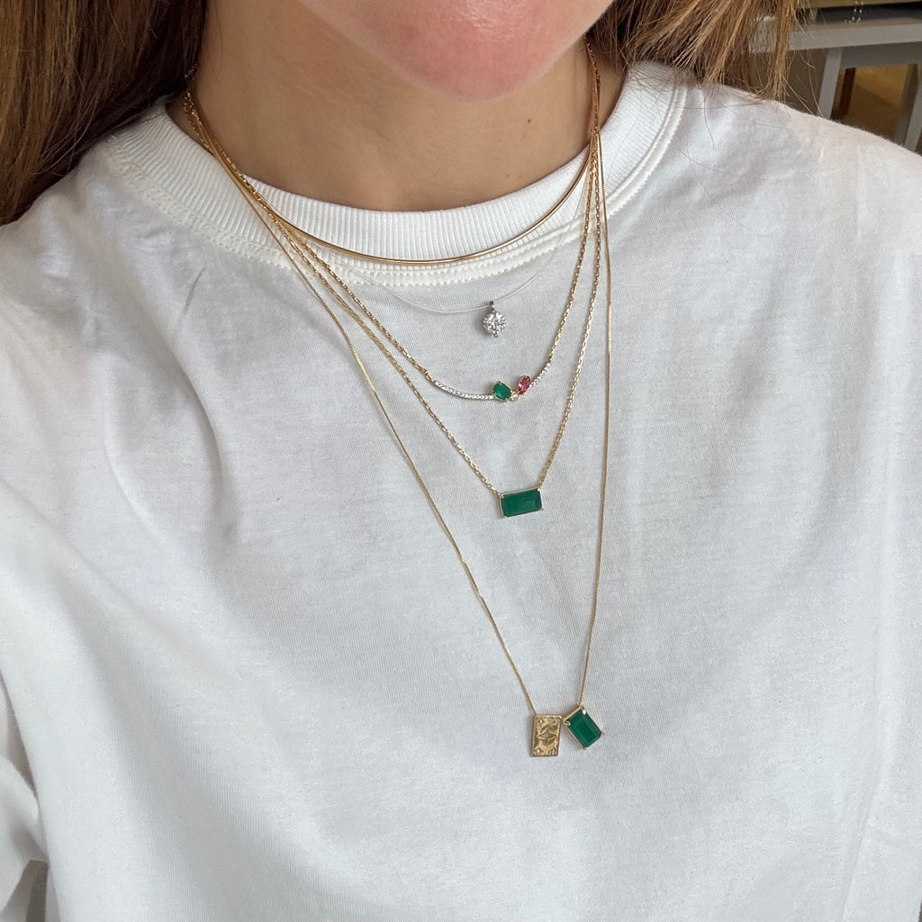 Colar correntinha jade