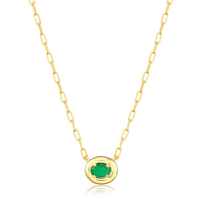 Colar Lumi esmeralda oval