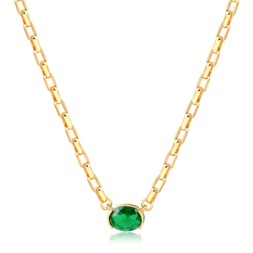 Colar esmeralda oval