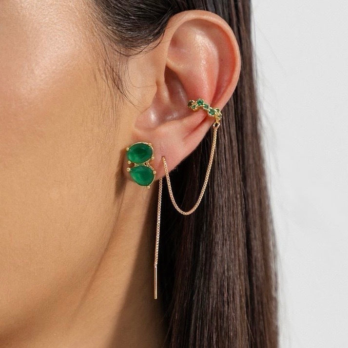Brinco duplo esmeralda