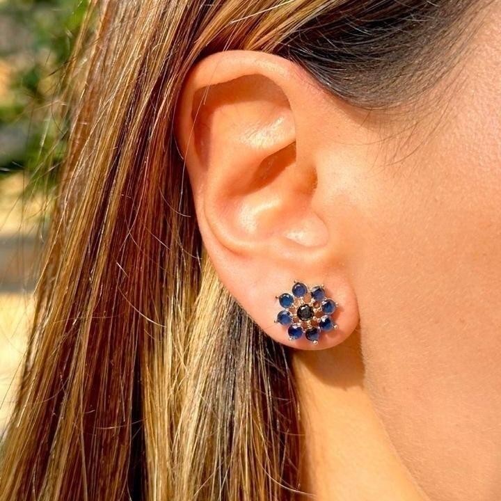 Brinco Flor azul
