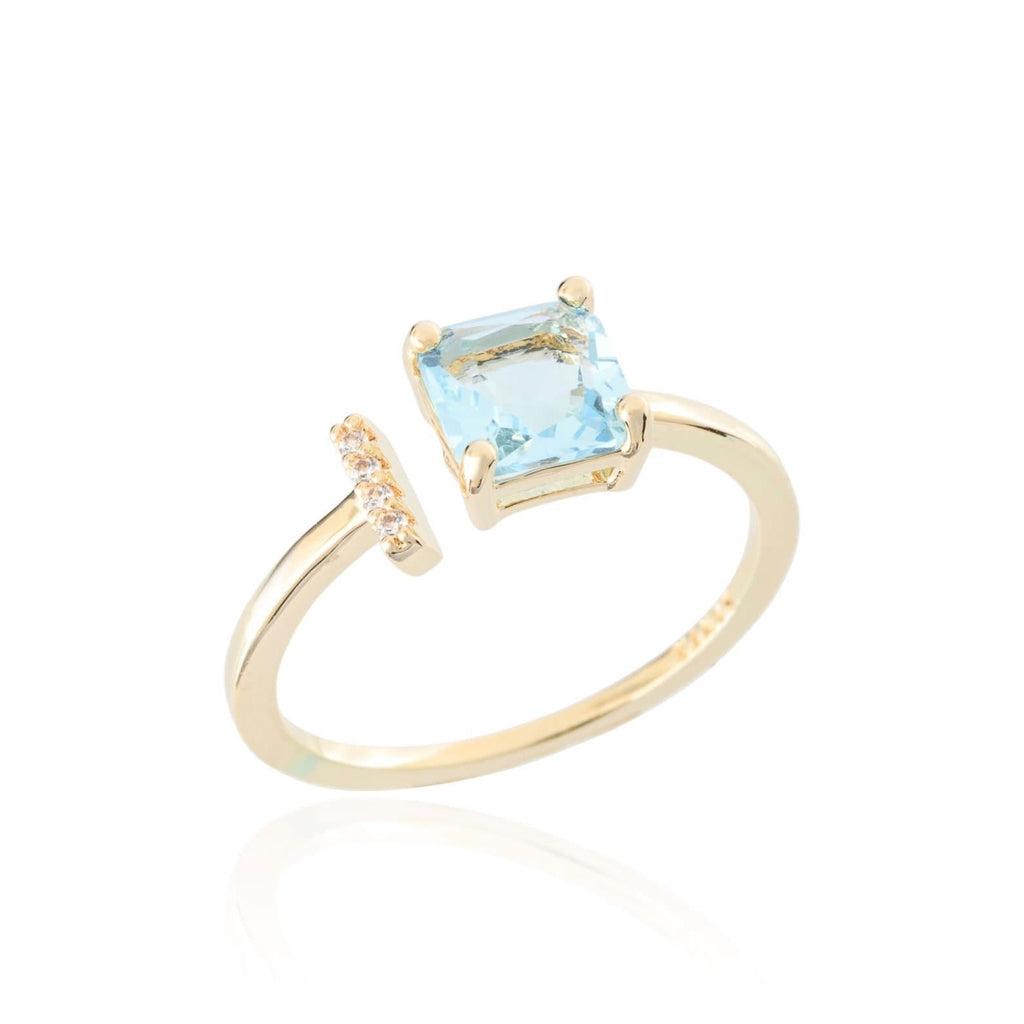 Anel cristal topázio azul