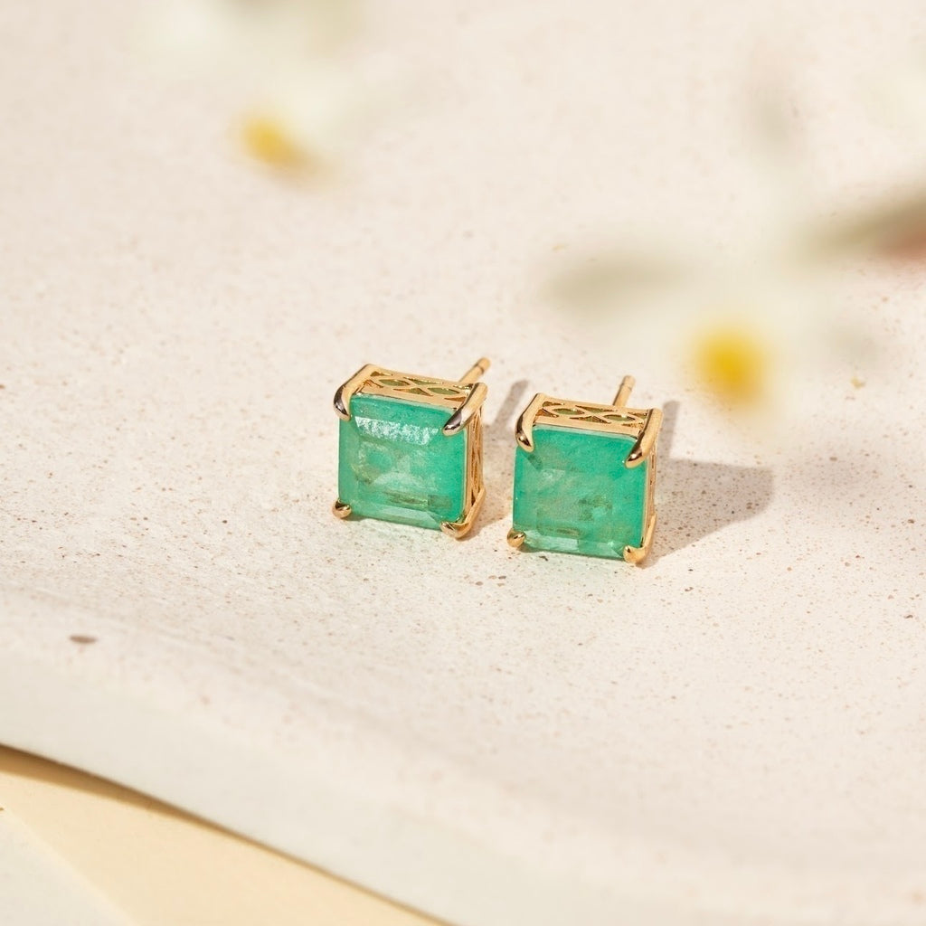 Brinco quadrado turmalina