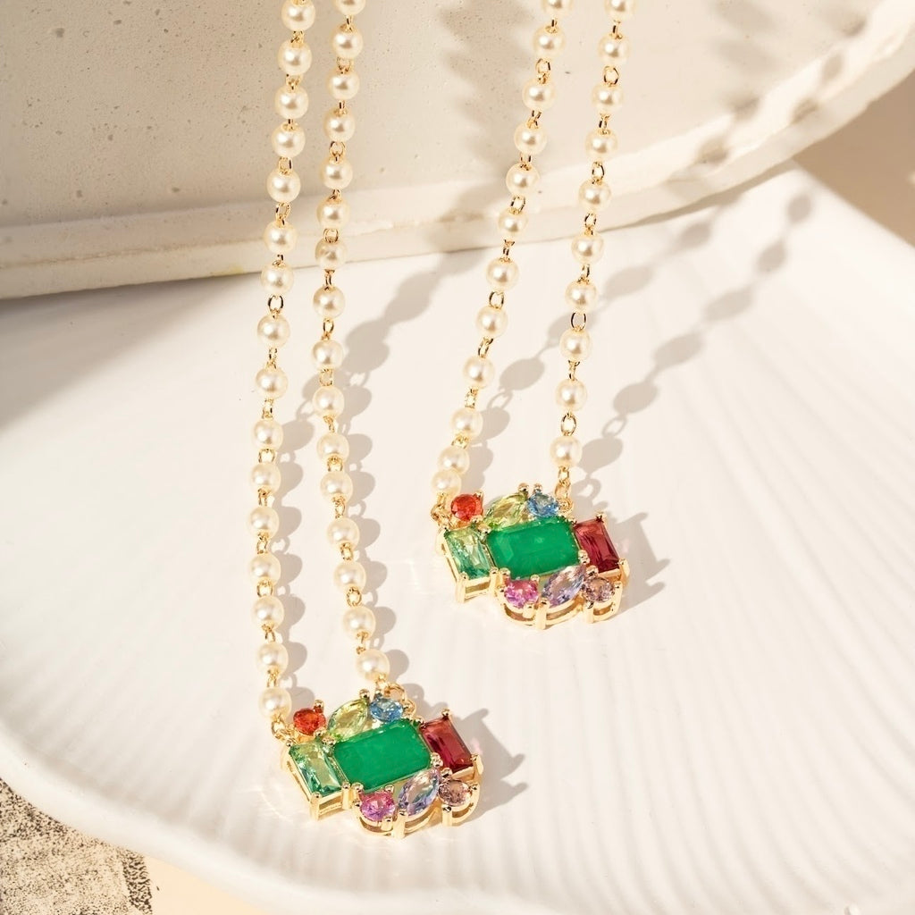 Colar escapulário fusion esmeralda