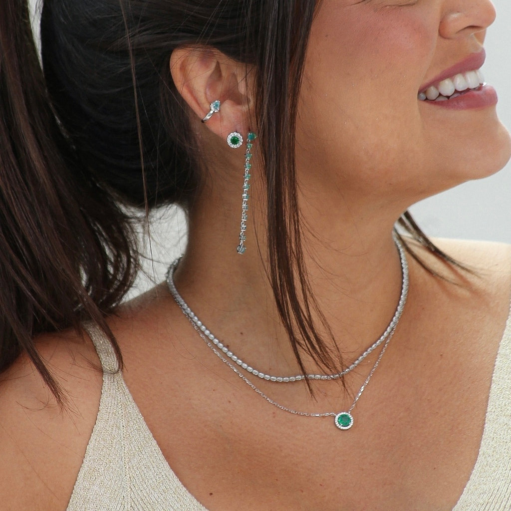 Colar esmeralda prata