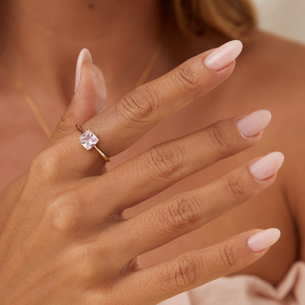 Anel cristal light rosa