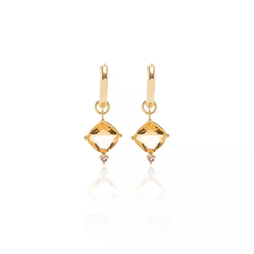 Brinco argolinha citrino