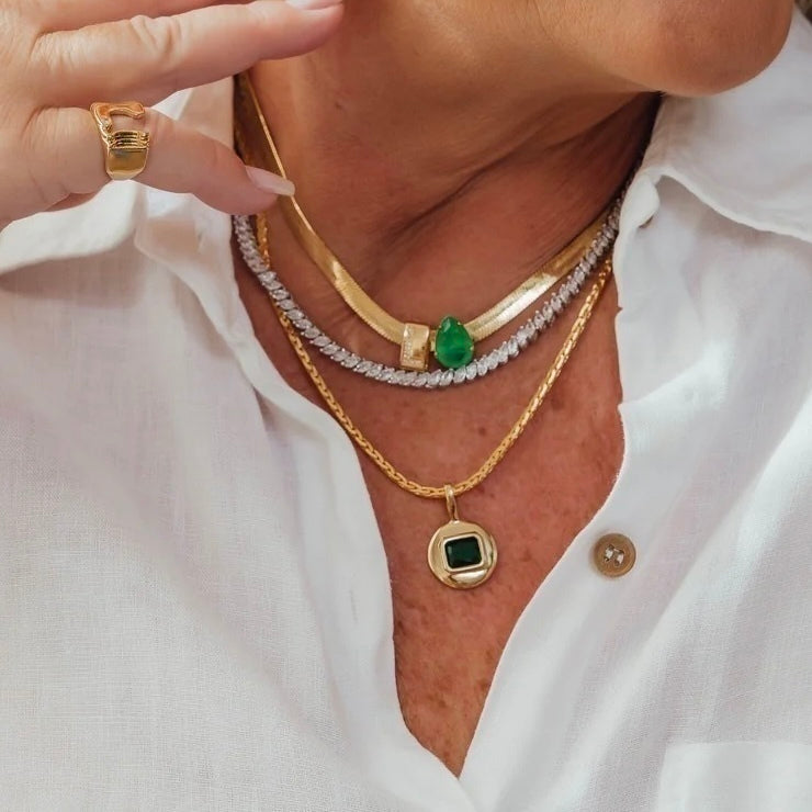 Pingente medalha esmeralda