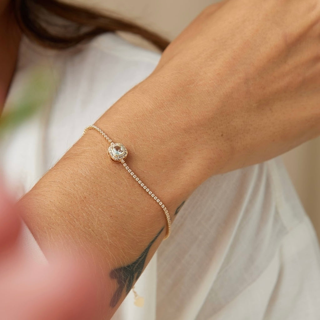 Pulseira cristal topázio azul