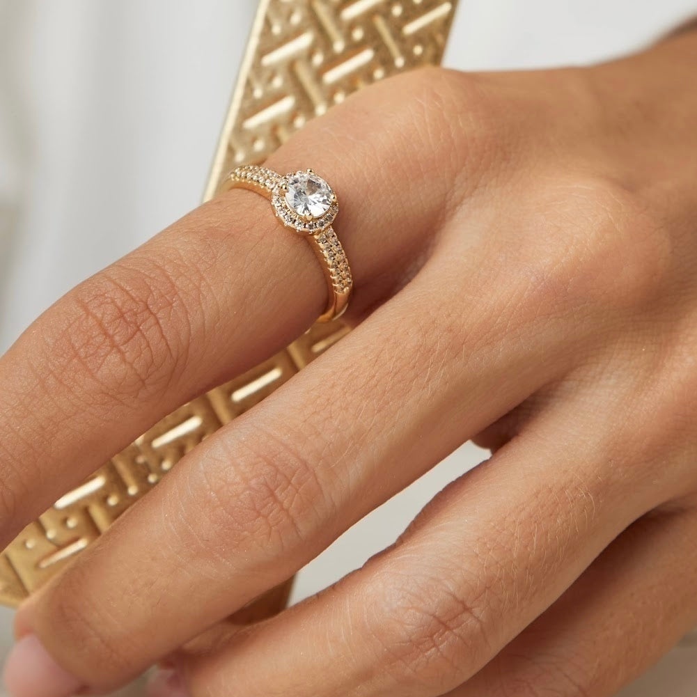 Anel zircônia solitário