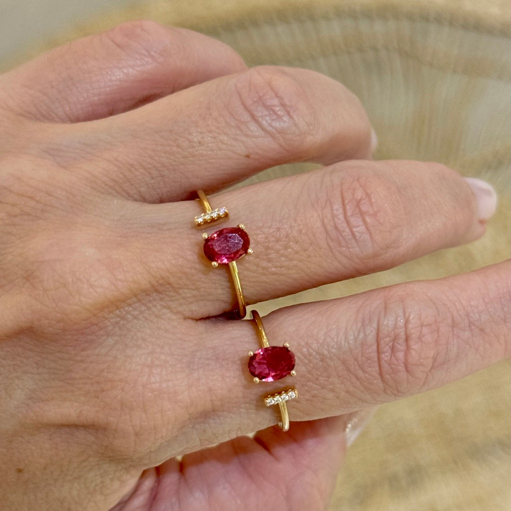 Anel cristal turmalina rosa