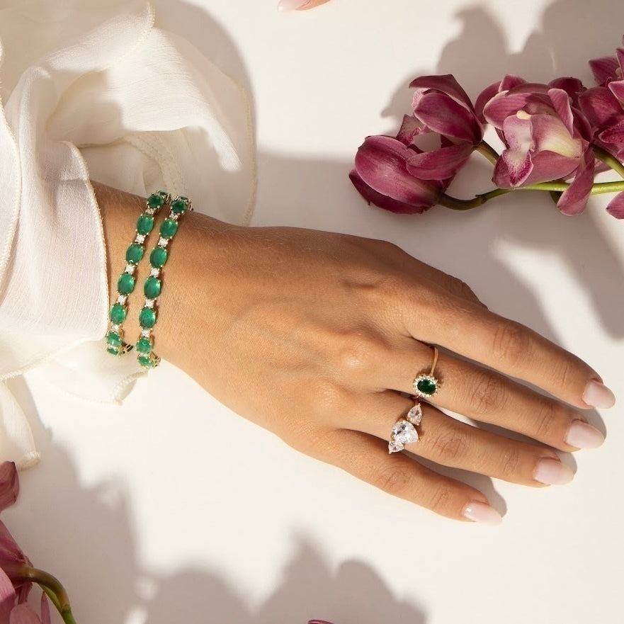 Pulseira cristal esmeralda