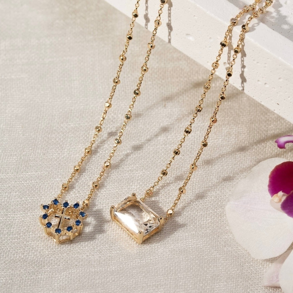 Colar escapulário coração cristal