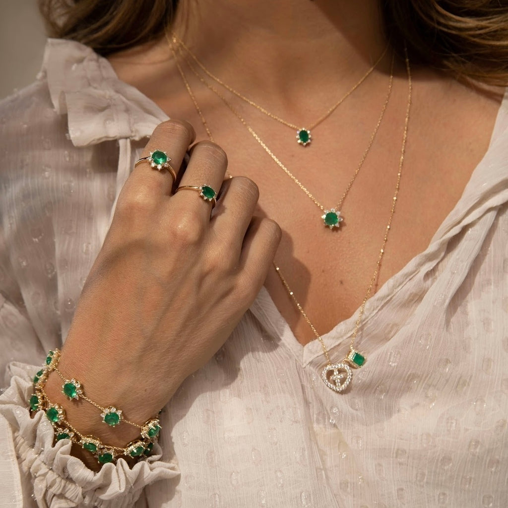 Pulseira cristal esmeralda