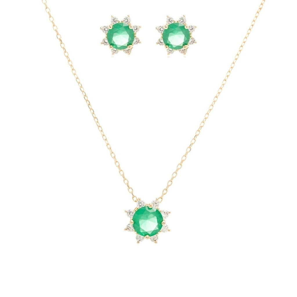 Colar cristal esmeralda redondo