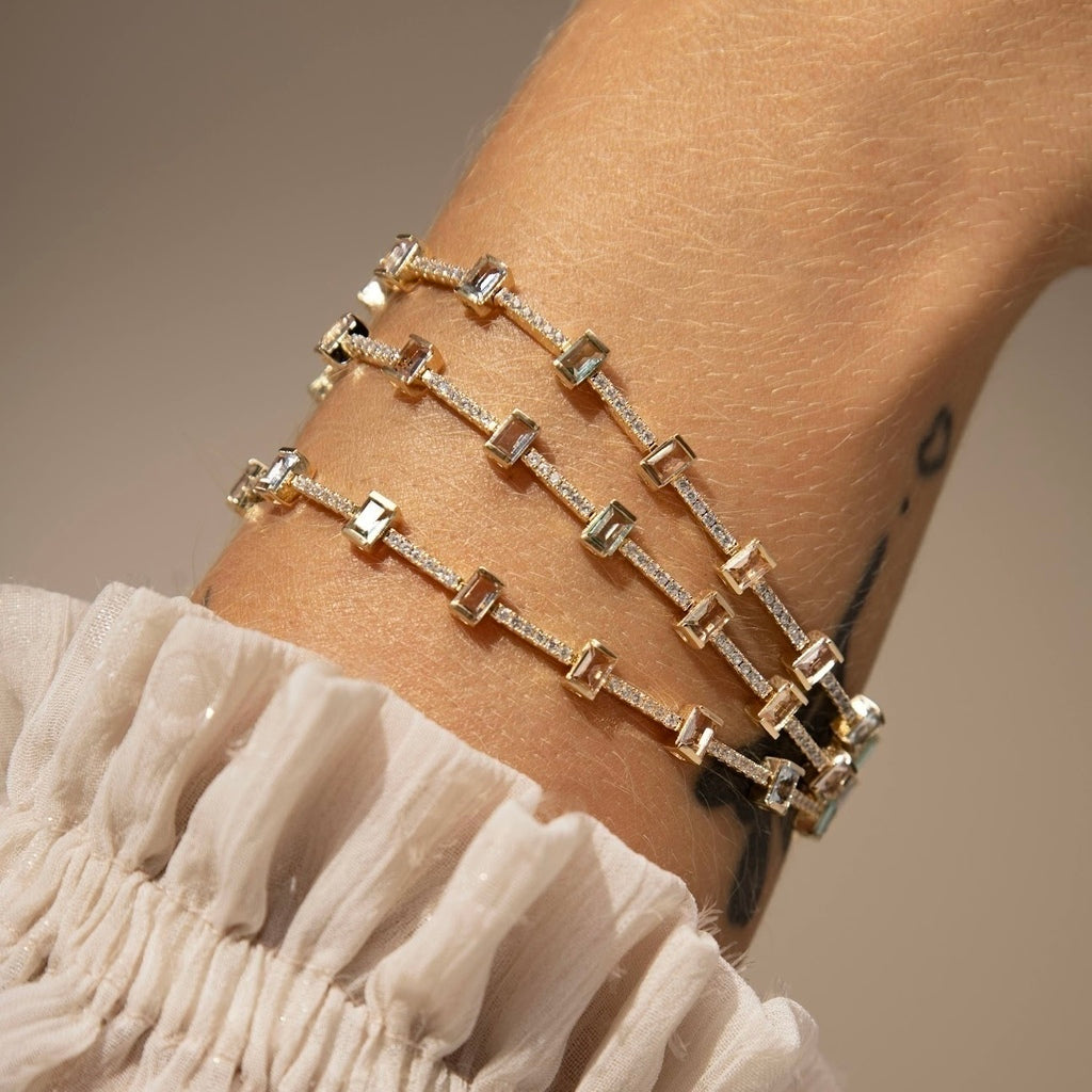 Pulseira retângulos com cristais