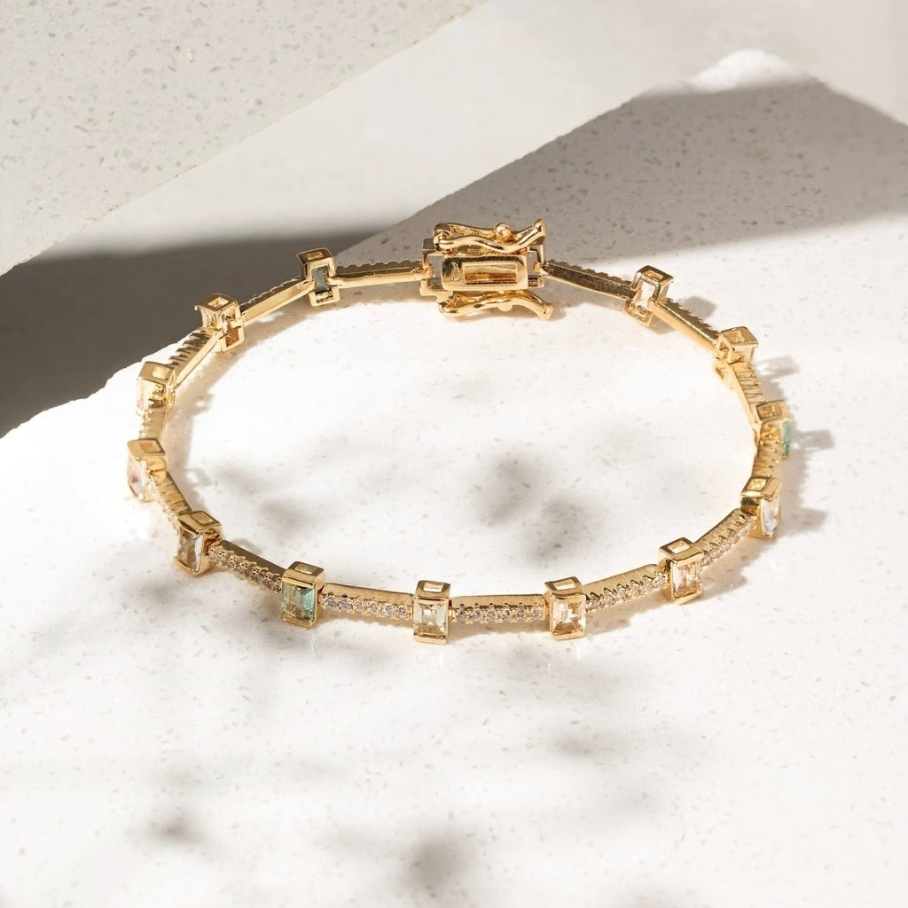 Pulseira retângulos com cristais