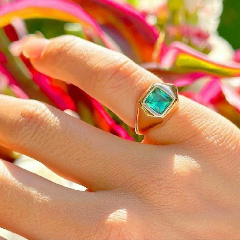 Anel dedo mínimo cristal paraíba