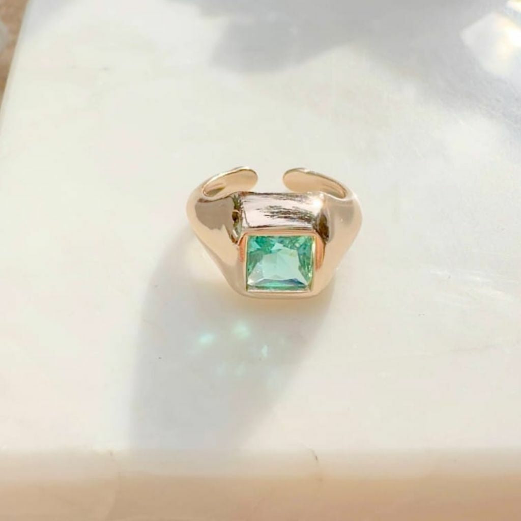 Anel dedo mínimo cristal paraíba